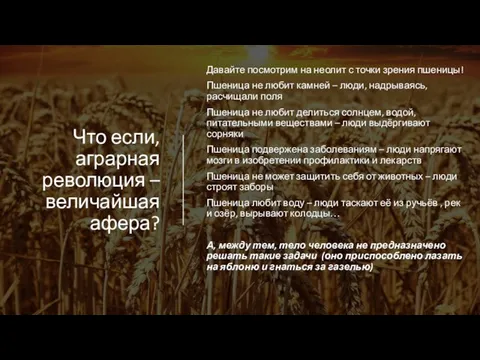 Что если, аграрная революция – величайшая афера? Давайте посмотрим на