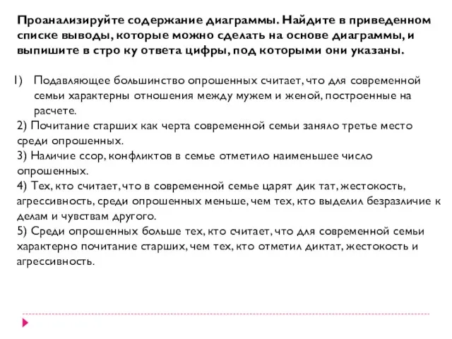 Проанализируйте содержание диаграммы. Найдите в приведенном списке выводы, которые можно