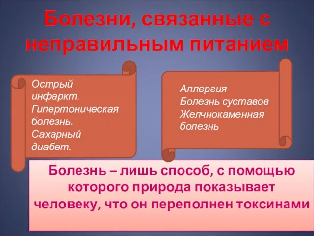 Болезни, связанные с неправильным питанием Болезнь – лишь способ, с