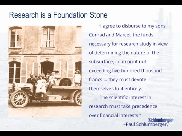 * Research is a Foundation Stone “I agree to disburse