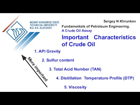 Sergey N Khrunkov Fundamentals of Petroleum Engineering. A Crude Oil