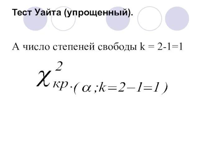 Тест Уайта (упрощенный). А число степеней свободы k = 2-1=1