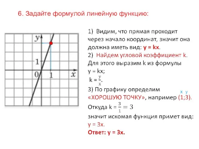 6. Задайте формулой линейную функцию: х у