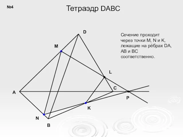 A B C D N K P L M Сечение проходит через точки