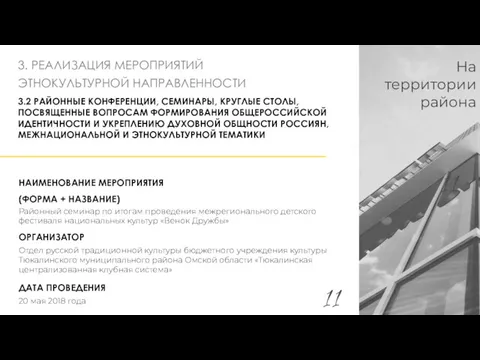 3. РЕАЛИЗАЦИЯ МЕРОПРИЯТИЙ ЭТНОКУЛЬТУРНОЙ НАПРАВЛЕННОСТИ 3.2 РАЙОННЫЕ КОНФЕРЕНЦИИ, СЕМИНАРЫ, КРУГЛЫЕ