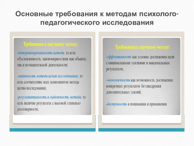 Основные требования к методам психолого-педагогического исследования