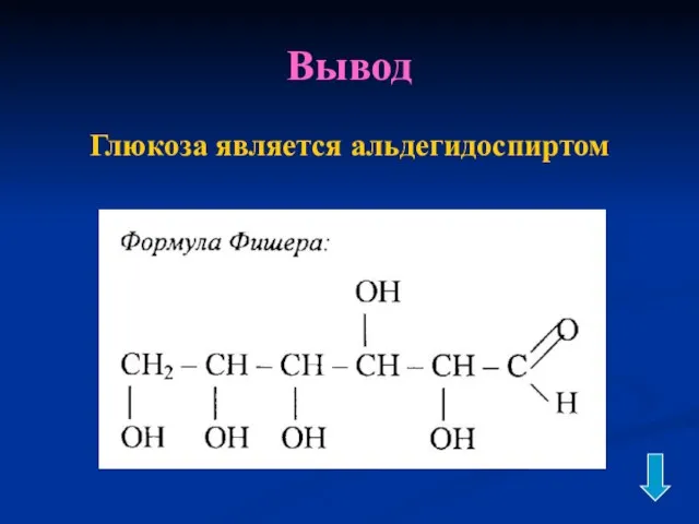 Вывод Глюкоза является альдегидоспиртом