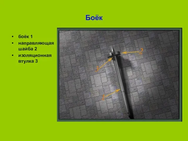 Боёк боёк 1 направляющая шайба 2 изоляционная втулка 3