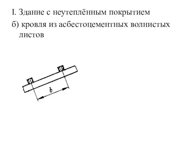 I. Здание с неутеплённым покрытием б) кровля из асбестоцементных волнистых листов