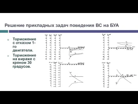 Решение прикладных задач поведения ВС на БУА Торможение с отказом 1-го двигателя. Торможение