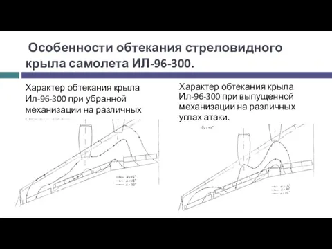 Особенности обтекания стреловидного крыла самолета ИЛ-96-300. Характер обтекания крыла Ил-96-300 при убранной механизации