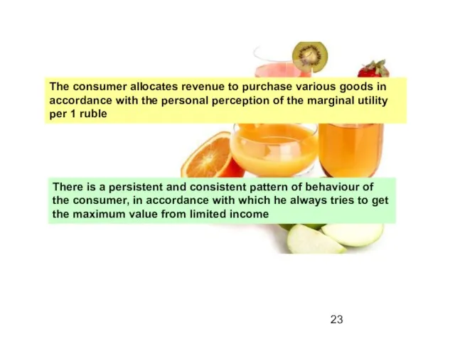The consumer allocates revenue to purchase various goods in accordance