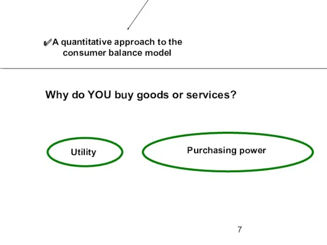 A quantitative approach to the consumer balance model Why do