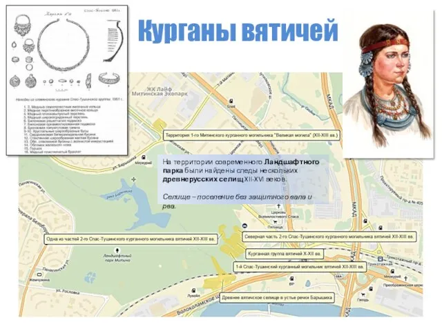 Курганы вятичей На территории современного Ландшафтного парка были найдены следы