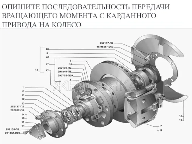 ОПИШИТЕ ПОСЛЕДОВАТЕЛЬНОСТЬ ПЕРЕДАЧИ ВРАЩАЮЩЕГО МОМЕНТА С КАРДАННОГО ПРИВОДА НА КОЛЕСО