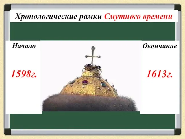 Начало 1598г. Окончание 1613г. Хронологические рамки Смутного времени