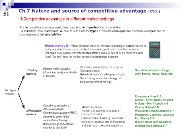 51 3-Competitive advantage in different market settings Ch.7 Nature and