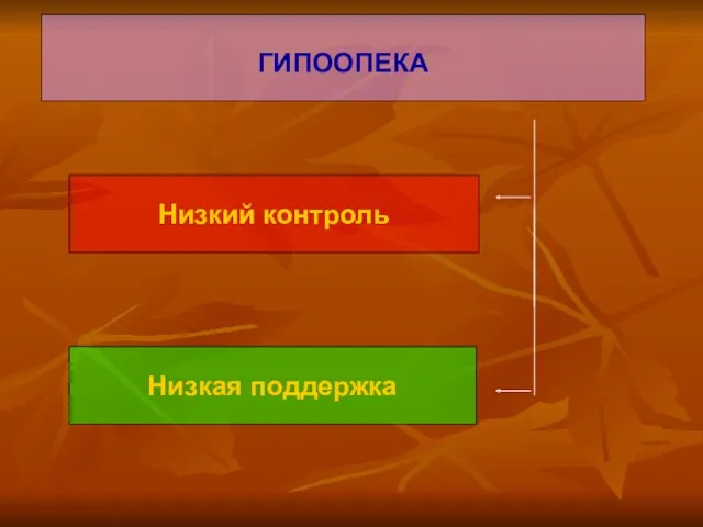 ГИПООПЕКА Низкий контроль Низкая поддержка