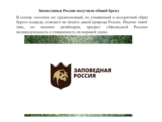 Заповедники России получили общий бренд В основу логотипа лег традиционный,