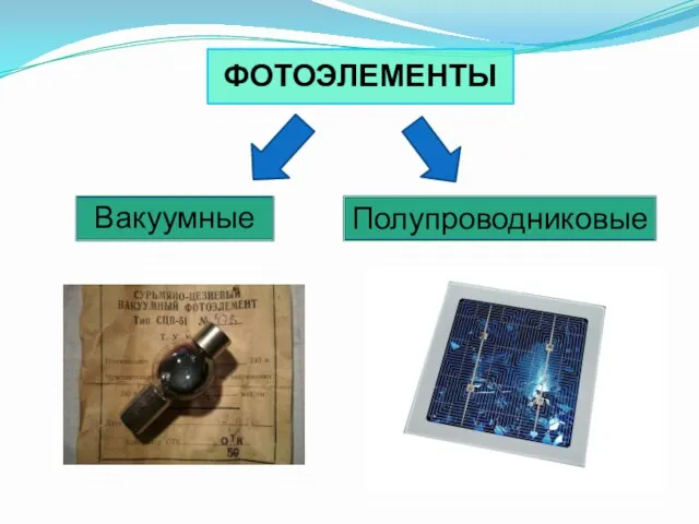 ФОТОЭЛЕМЕНТЫ Вакуумные Полупроводниковые