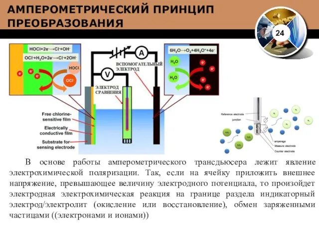 АМПЕРОМЕТРИЧЕСКИЙ ПРИНЦИП ПРЕОБРАЗОВАНИЯ В основе работы амперометрического трансдьюсера лежит явление