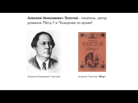 Алексей Николаевич Толстой - писатель, автор романов "Пётр I" и "Хождение по мукам".