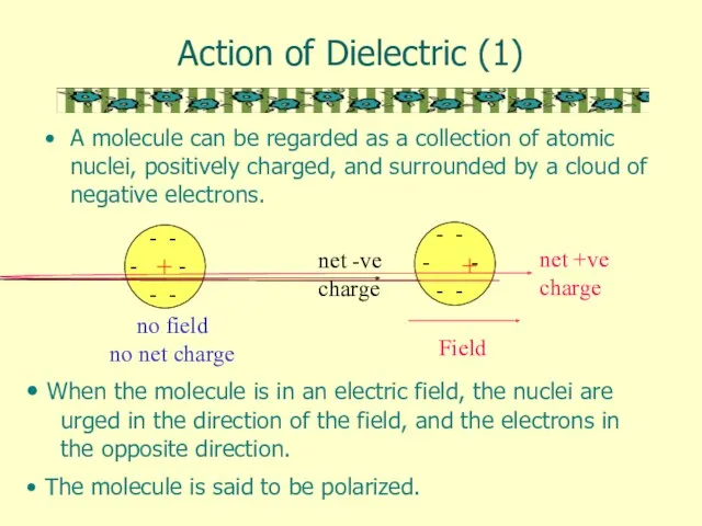 Action of Dielectric (1) A molecule can be regarded as