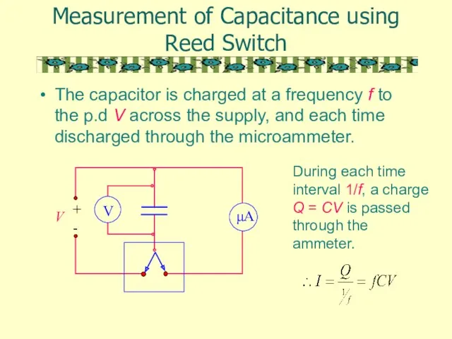 Measurement of Capacitance using Reed Switch The capacitor is charged