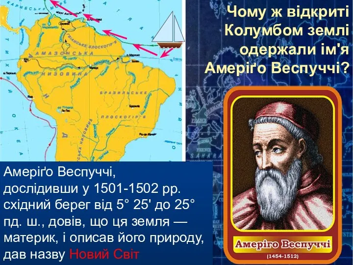 Чому ж відкриті Колумбом землі одержали ім'я Амеріґо Веспуччі? Амеріґо