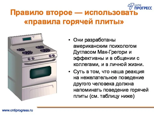 Правило второе — использовать «правила горячей плиты» Они разработаны американским