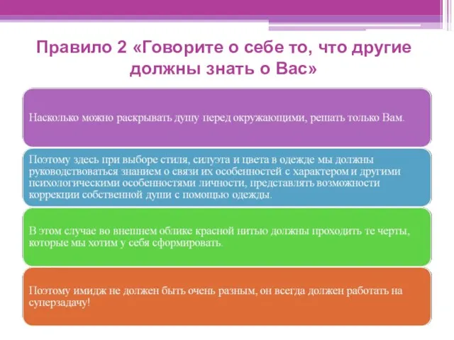 Правило 2 «Говорите о себе то, что другие должны знать о Вас»