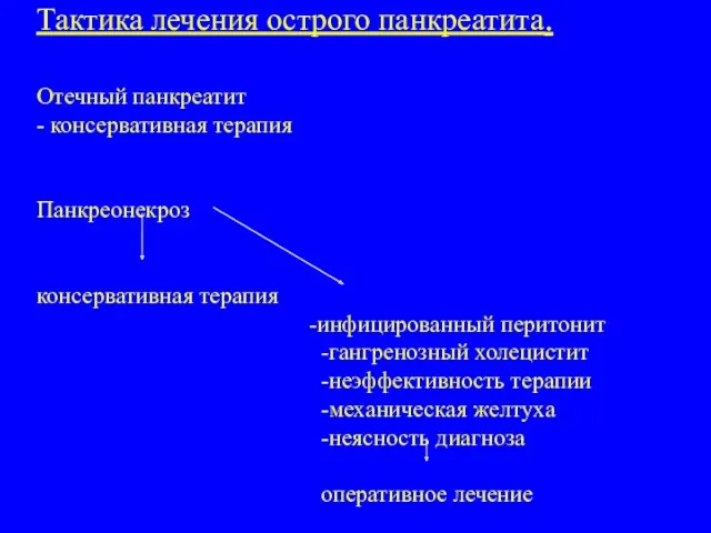 Тактика лечения острого панкреатита. Отечный панкреатит - консервативная терапия Панкреонекроз