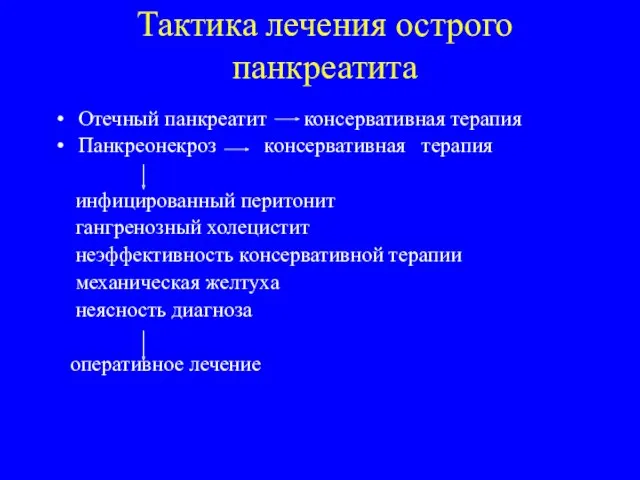 Тактика лечения острого панкреатита Отечный панкреатит консервативная терапия Панкреонекроз консервативная