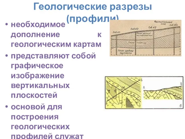 Геологические разрезы (профили) необходимое дополнение к геологическим картам представляют собой графическое изображение вертикальных