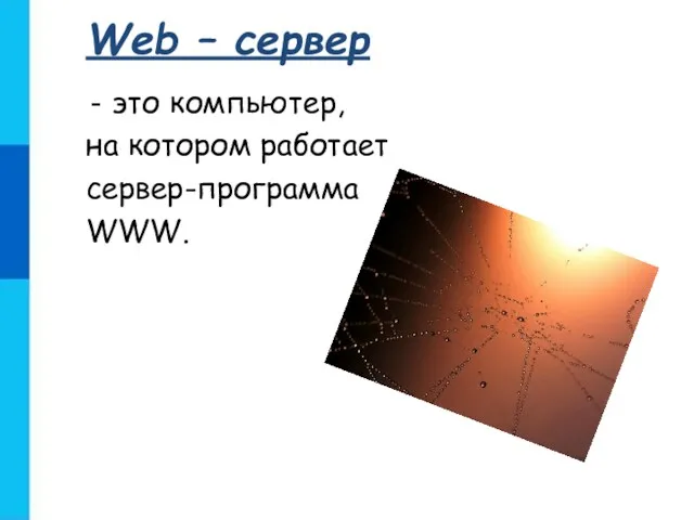 Web – сервер это компьютер, на котором работает сервер-программа WWW.