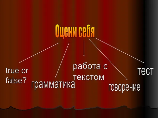 Оцени себя работа с текстом говорение тест грамматика true or false?