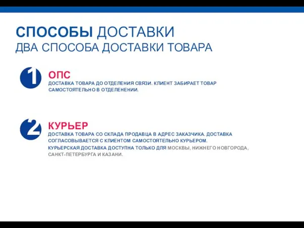 ОПС ДОСТАВКА ТОВАРА ДО ОТДЕЛЕНИЯ СВЯЗИ. КЛИЕНТ ЗАБИРАЕТ ТОВАР САМОСТОЯТЕЛЬНО