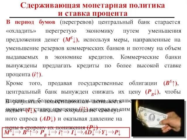 Сдерживающая монетарная политика и ставка процента В период бумов (перегревов)