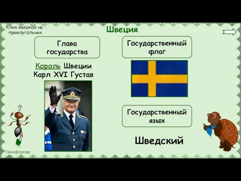 Швеция Король Швеции Карл XVI Густав Глава государства Государственный флаг