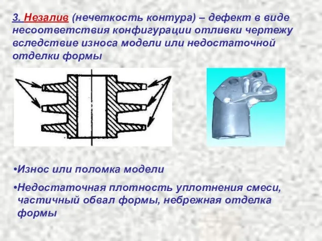 3. Незалив (нечеткость контура) – дефект в виде несоответствия конфигурации