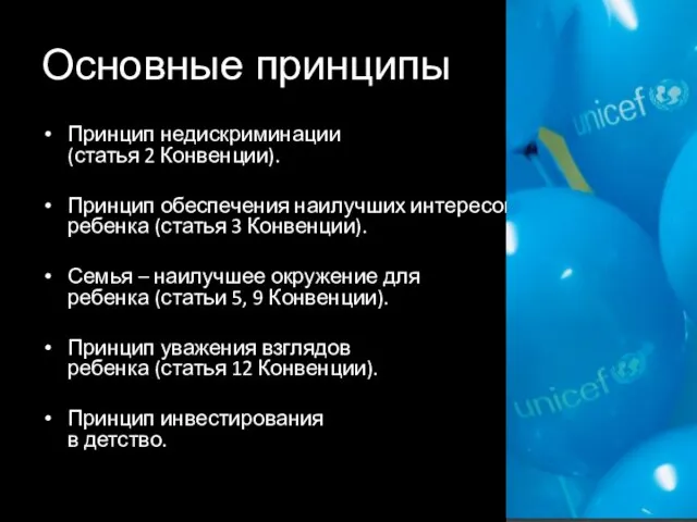 Основные принципы Принцип недискриминации (статья 2 Конвенции). Принцип обеспечения наилучших