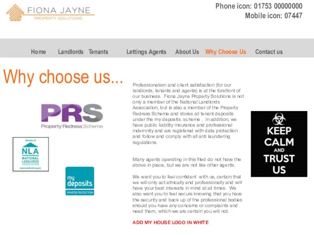 Why choose us... Professionalism and client satisfaction (for our landlords,