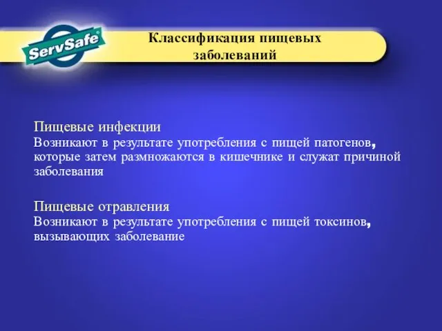 Пищевые инфекции Возникают в результате употребления с пищей патогенов, которые