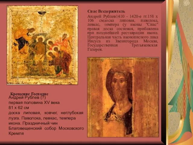 Спас Вседержитель Андрей Рублев1410 - 1420-е гг.158 x 106 смдоска