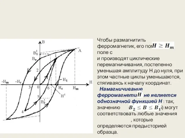 Чтобы размагнитить ферромагнетик, его помещают в поле с и производят