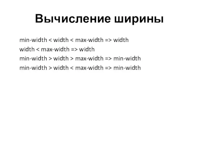 Вычисление ширины min-width width width width min-width > width >