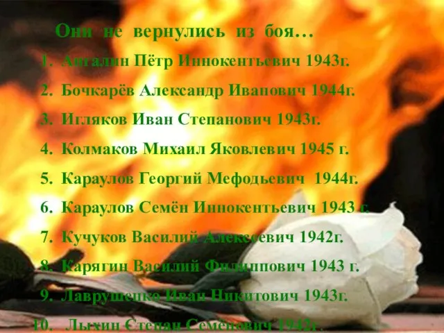 Они не вернулись из боя… Ангалин Пётр Иннокентьевич 1943г. Бочкарёв