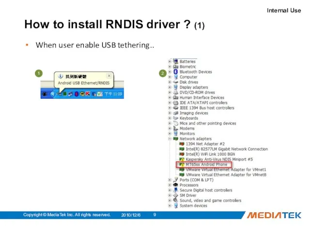 How to install RNDIS driver ? (1) When user enable