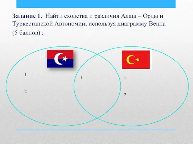 Задание 1. Найти сходства и различия Алаш – Орды и Туркестанской Автономии, используя