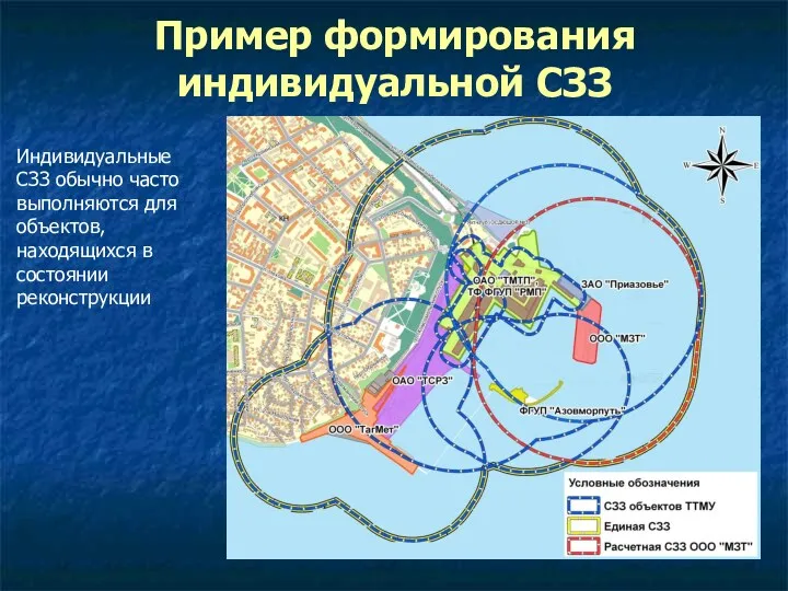 Пример формирования индивидуальной СЗЗ Индивидуальные СЗЗ обычно часто выполняются для объектов, находящихся в состоянии реконструкции